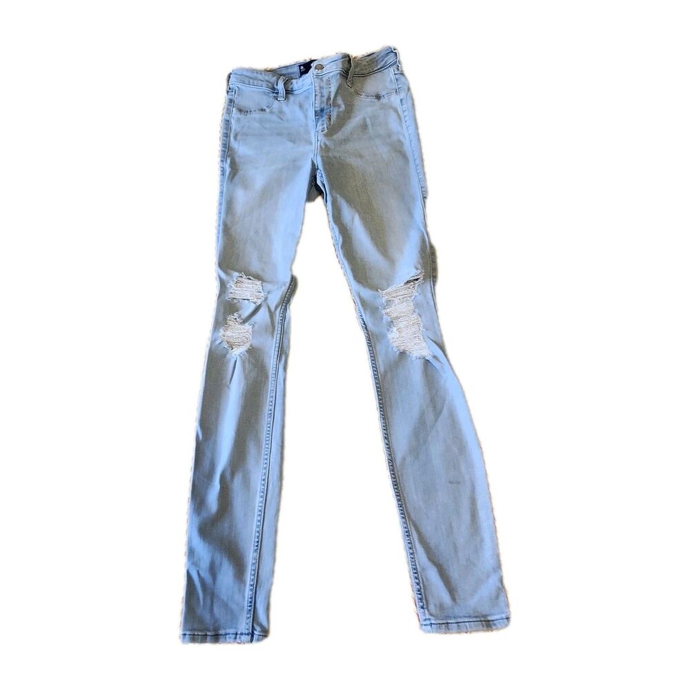 Hollister High Rise Jean Leggings 29R Sz 8L Skinny Ripped Distressed